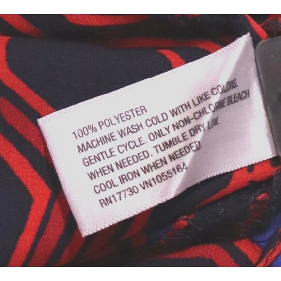 Red and Navy Art Deco Pattern Merona Satin Tunic-size Large - Picture 6 of 8